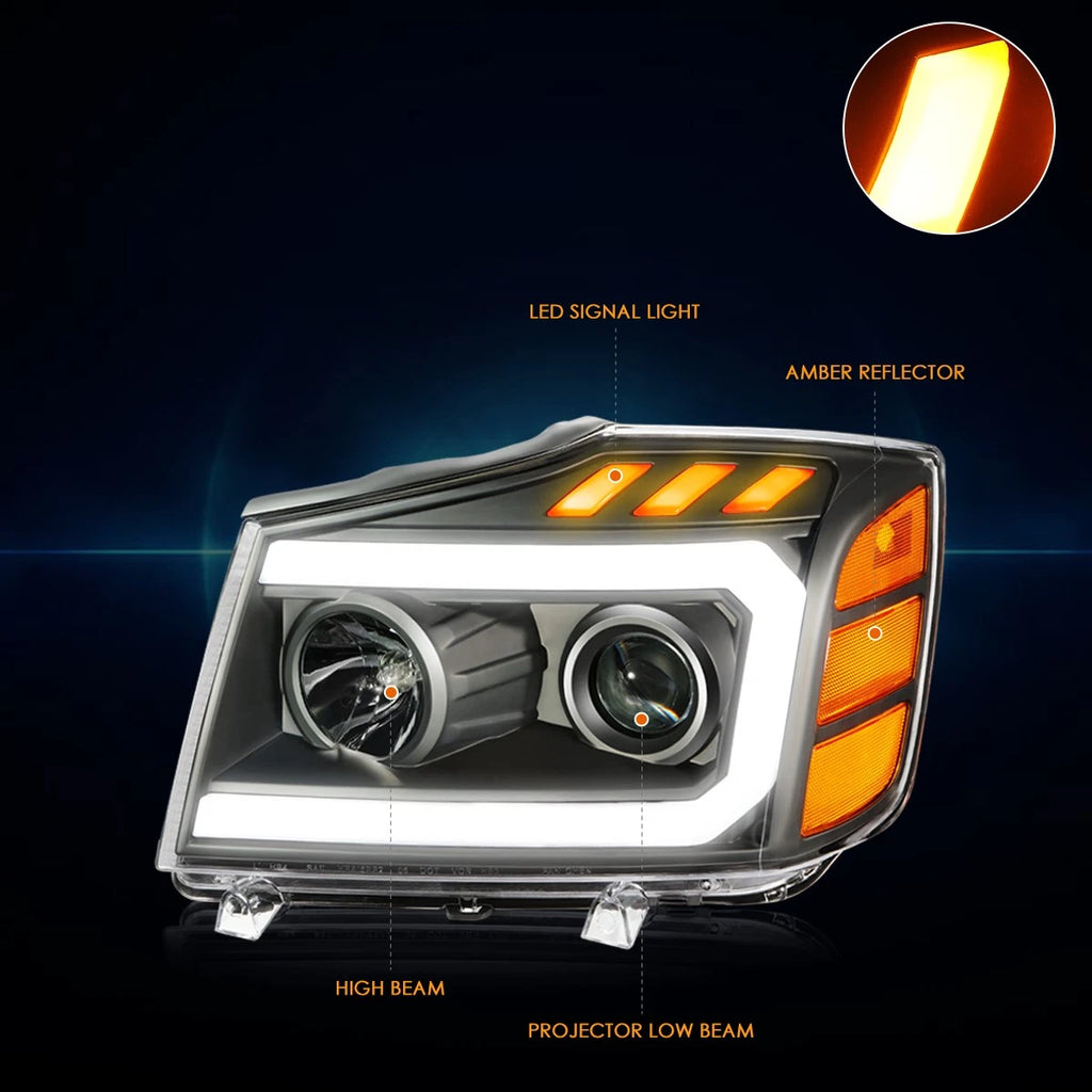 LED DRL Turn Signal Projector Headlight for Titan/Armada (2004–2015)