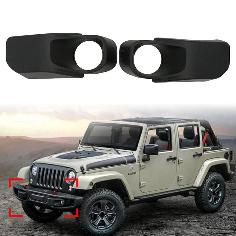 Set of 2 Front Bumper Fog Light Lamp Bezels for Jeep Wrangler (2013–2017)