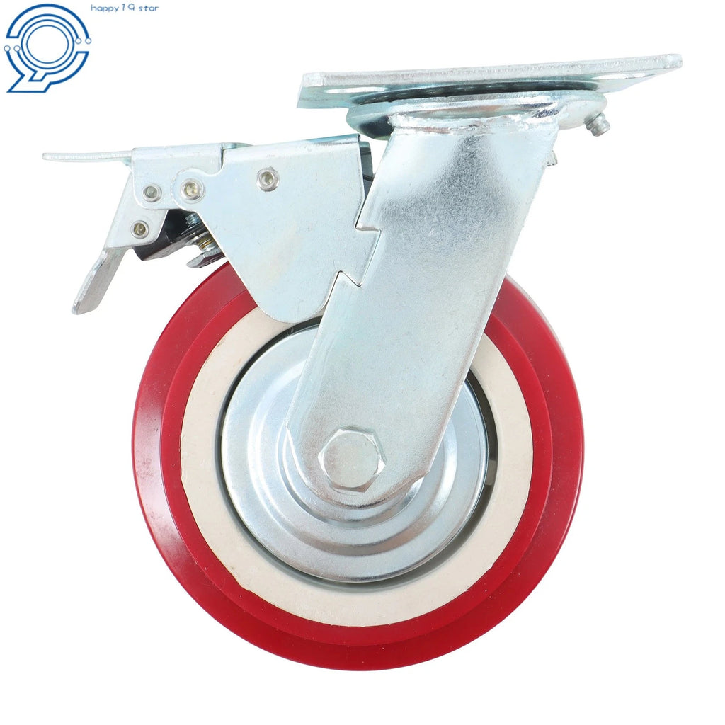 Set of 4 Heavy Duty 6" Swivel Caster Wheels with Belt Brake Polyurethane