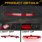 Red LED Rear Bumper Reflector Sequential Light for 2018-2021 Honda Accord