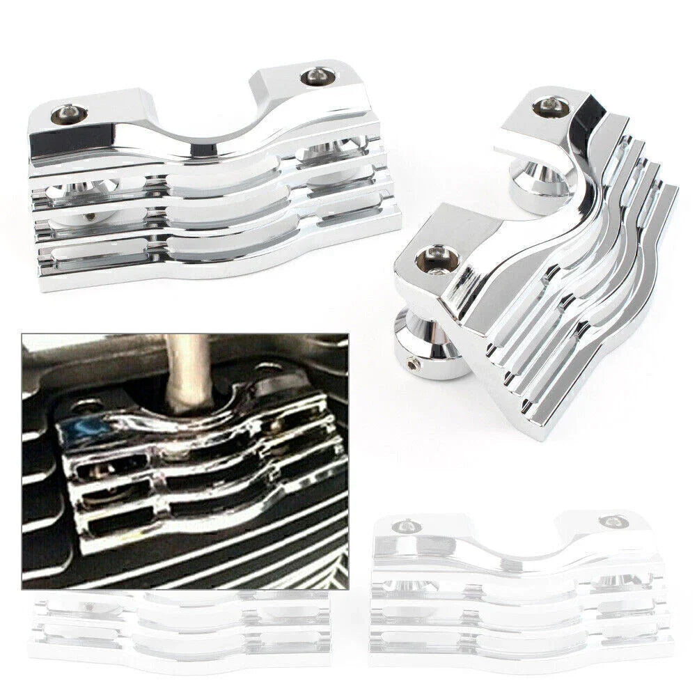 Chrome Finned Slotted Head Bolt Spark Plug Covers for Harley Touring
