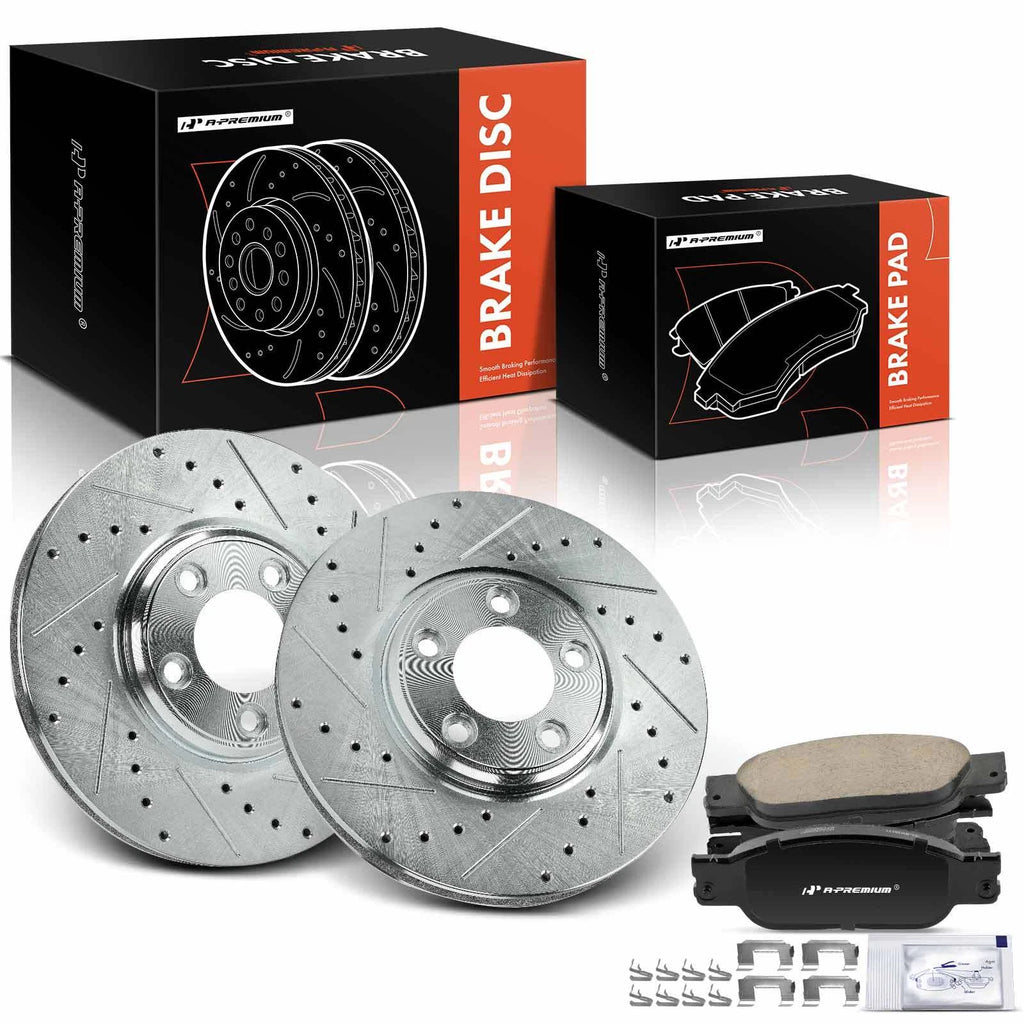 Front Drilled Brake Rotors & Ceramic Pads for Ford Thunderbird (2002–2005)