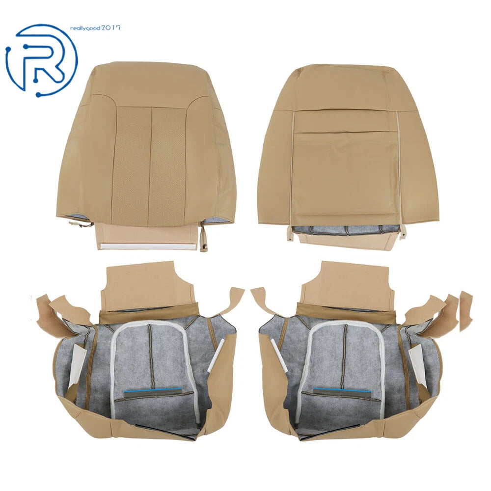 Set of 2 Seat Covers for Ford F-150 (2009–2014) Tan Perforated Leather