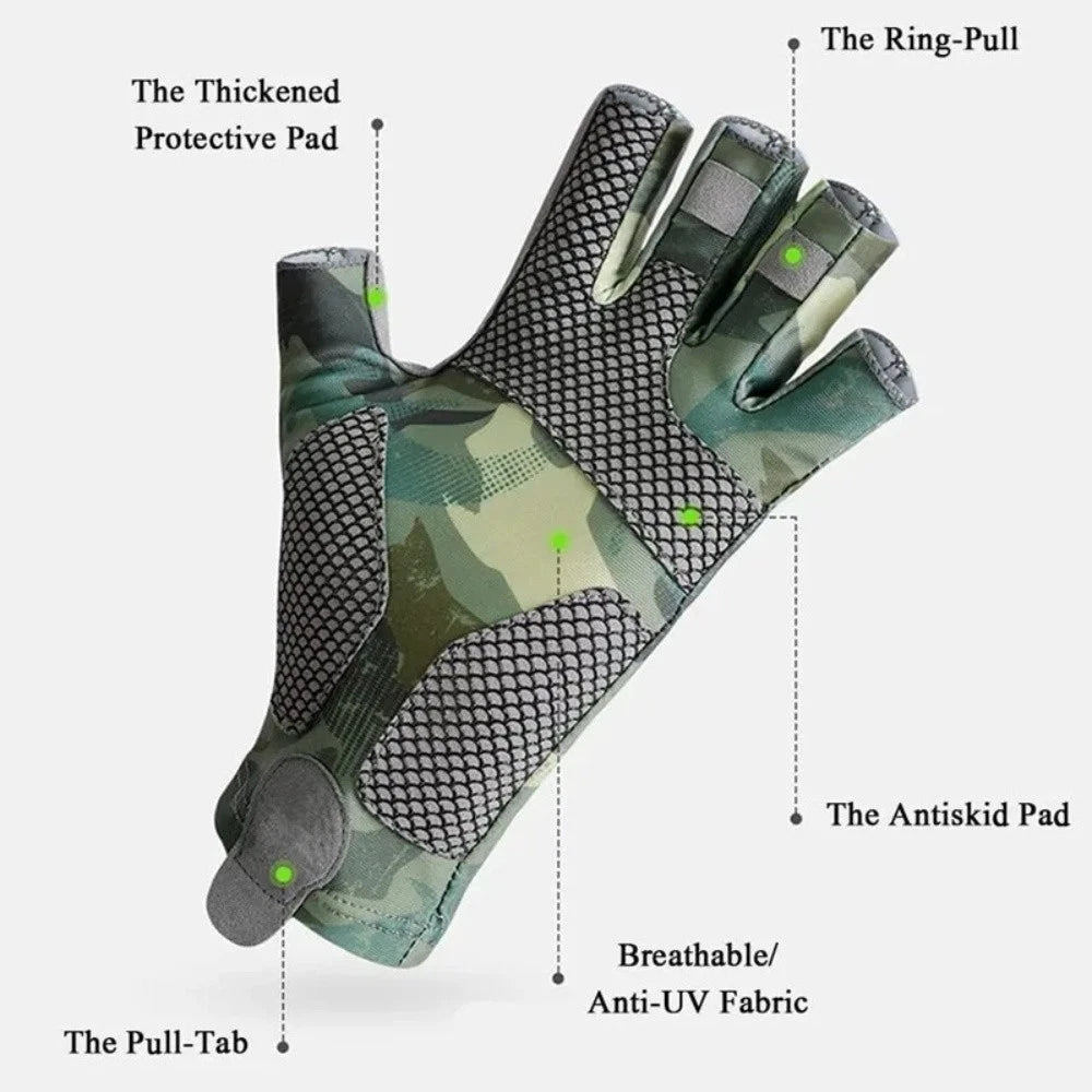 Fishing Gloves for Unisex (UPF 50+, Fingerless, Non-Slip Grip)