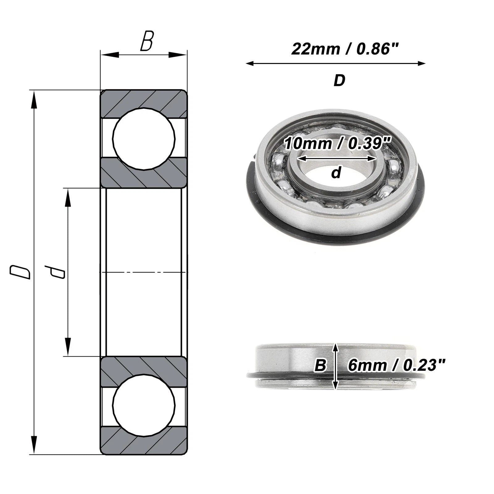 6900NR Deep Groove Ball Bearing for Scooter Skateboard Wheel (10x22x6mm)