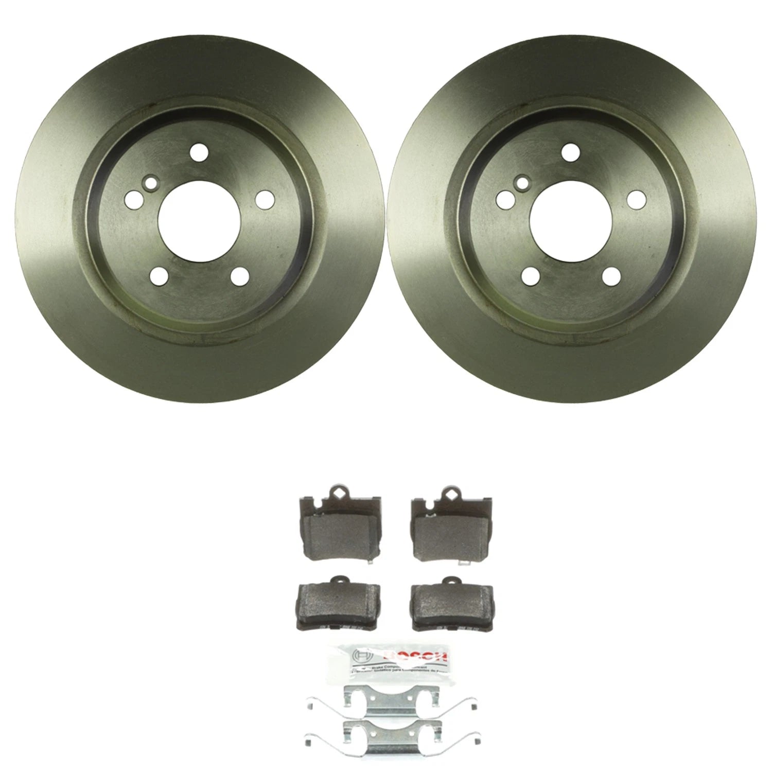 Bosch Rear Disc Brake Rotors & Ceramic Brake Pads Kit for Mercedes C215 CL600 W220 S600 (2000–2006)