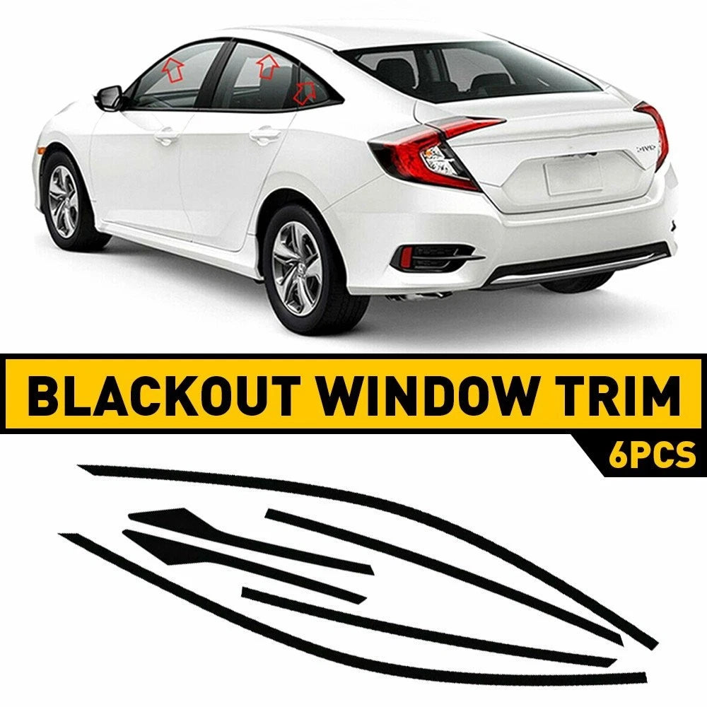 Glossy Black Chrome Delete Window Trim for Honda Civic Sedan (2016–2021)