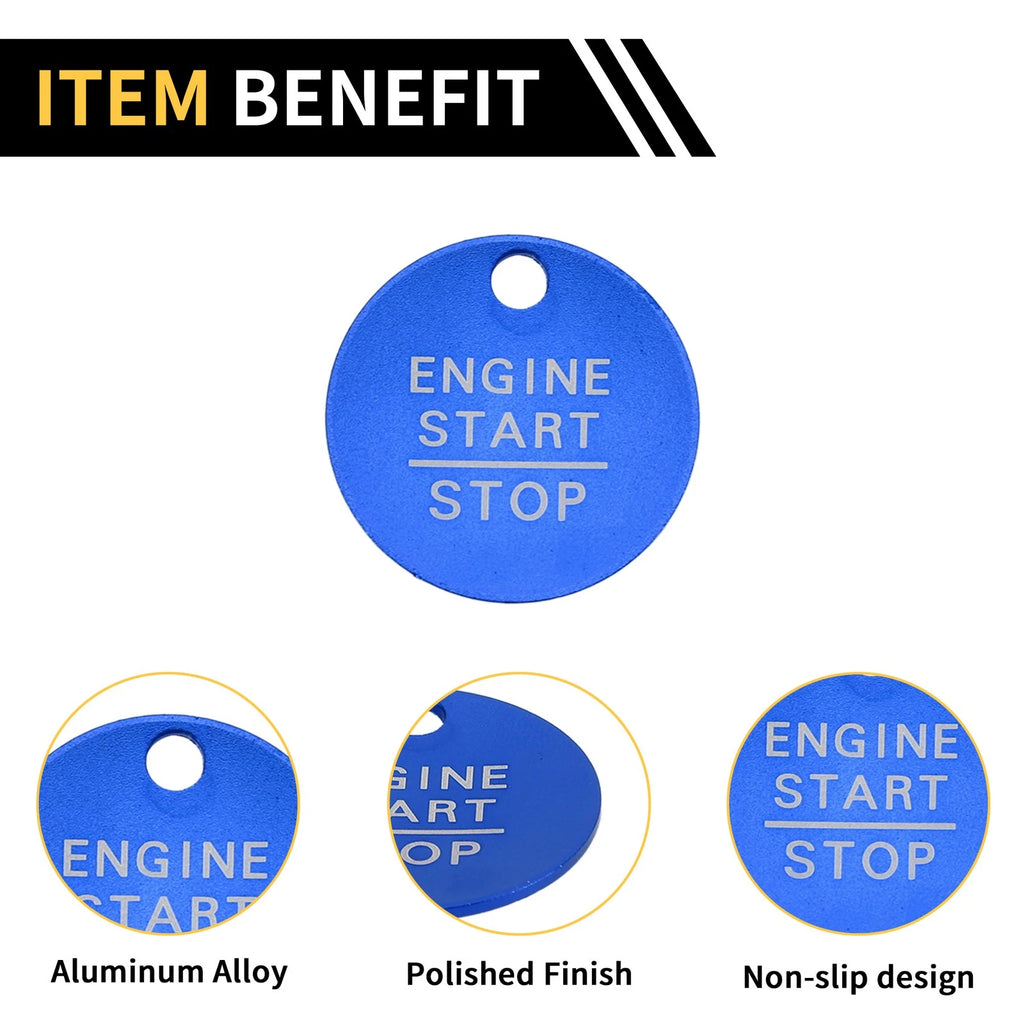 Engine Start Stop Button Control Switch Knob Cover for Ford F-150 (2016–2021) Blue