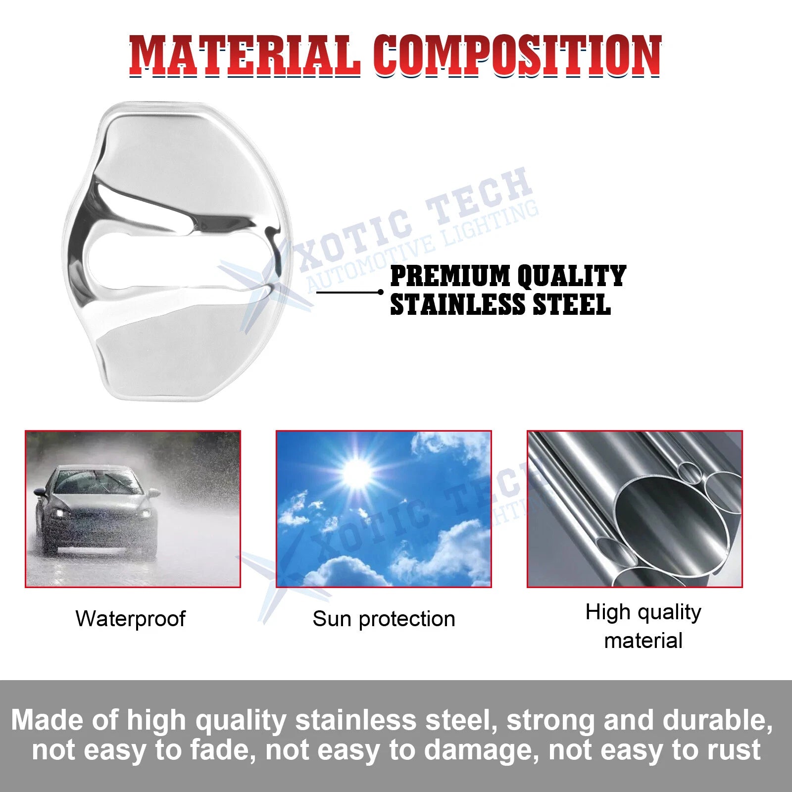 4PCS Silver Door Lock Covers for Tesla Model 3/Y (2017-2024)