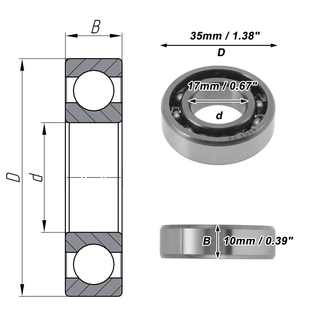 1Pc 6003 Deep Groove Ball Bearing for Scooter Skateboard Wheel (N/A)