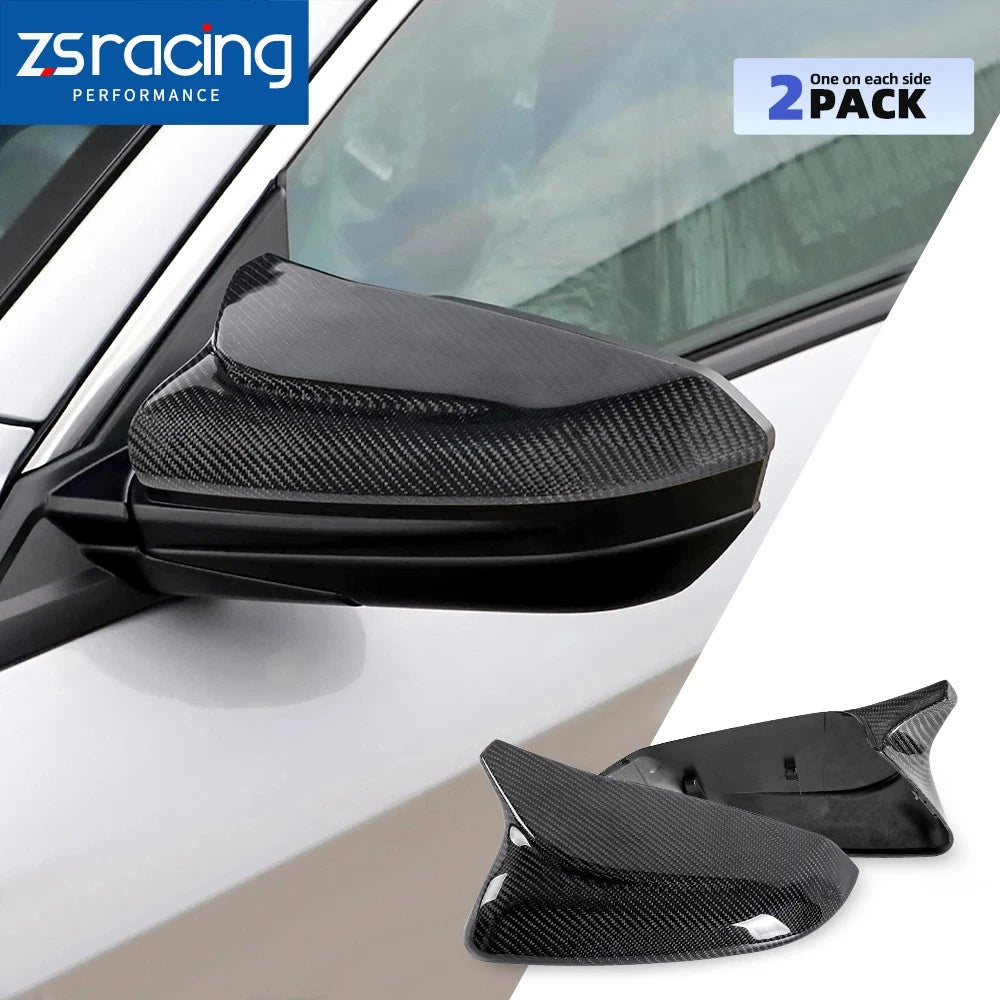 2X Carbon Fiber Side Mirror Cover Caps for Honda Civic (2016–2021)
