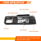 Headlight Lamp for Chevy Silverado 1999–2002, Suburban 2000–2006 (Black Housing, Clear Lens)