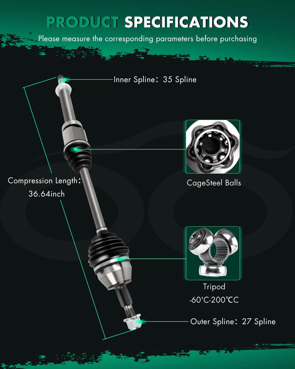 Front Right CV Axle Shaft for Ford Transit Connect (2014–2018)