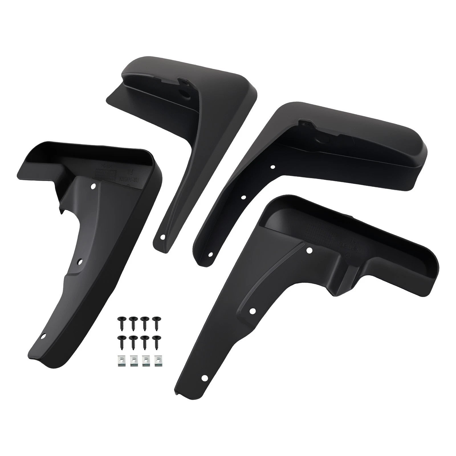 Set of 4 Black Mud Flaps for Toyota Venza (2008–2016) w/ Mounting Kit