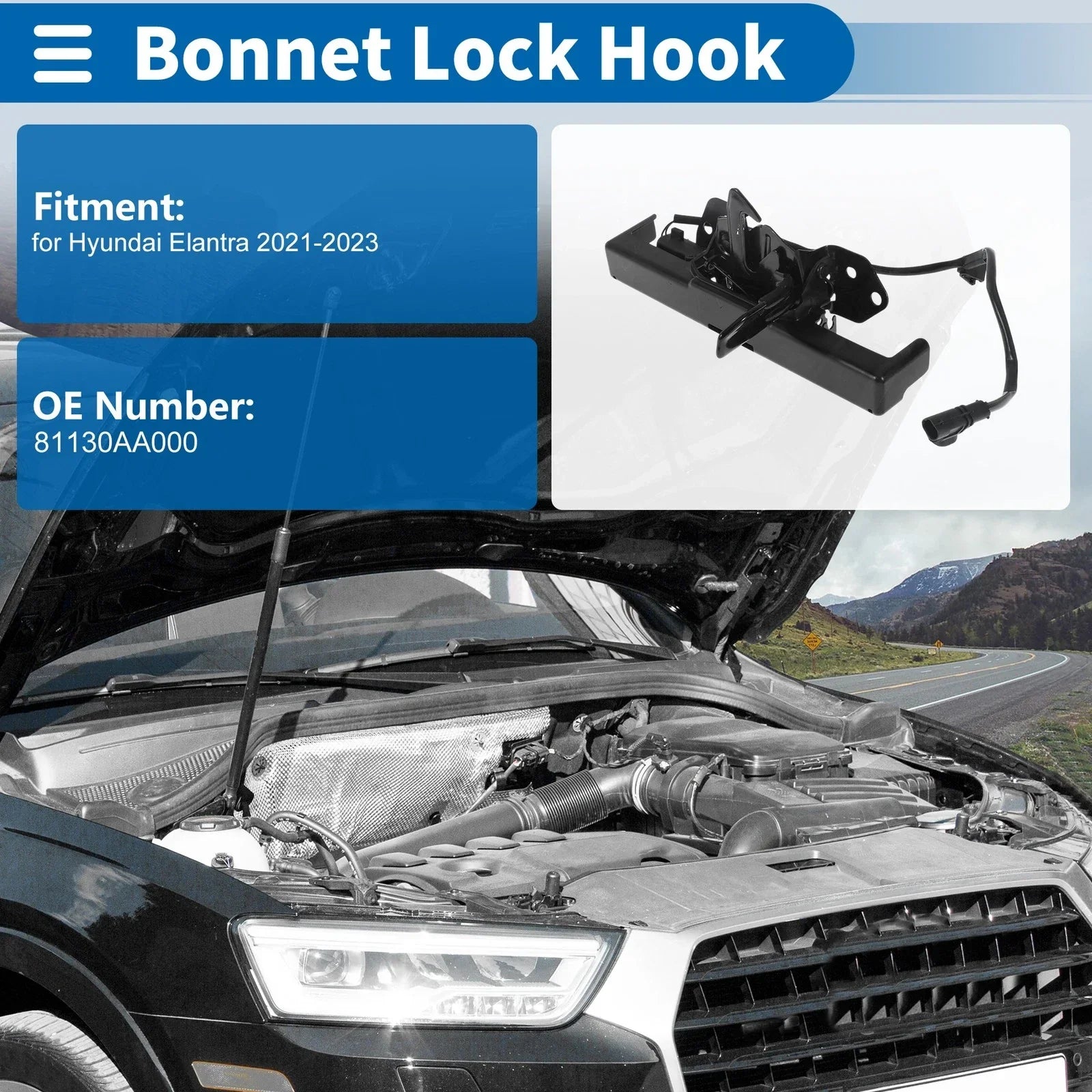 Hood Latch Assembly for Hyundai Elantra (2021-2023) 1 x Quality Replacement