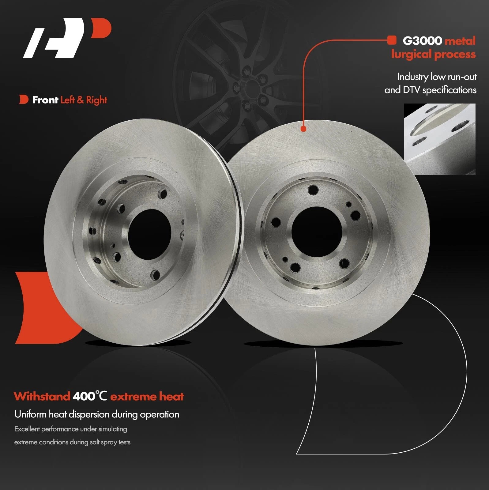 Front Disc Brake Rotors & Ceramic Pads for Mitsubishi Lancer (2009-2015)