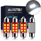 Set of 4 White 36mm LED Dome License Interior Light Bulbs 6418 for Vehicles