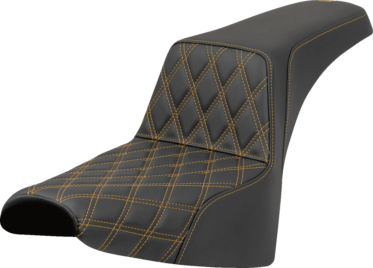 SADDLEMEN Step-Up Seat for Harley FXST/FXBB (2018–2025) - Lattice Gold Stitch