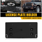 Front Bumper License Plate Mounting Bracket for Jeep Gladiator/Wrangler (2019–2023)