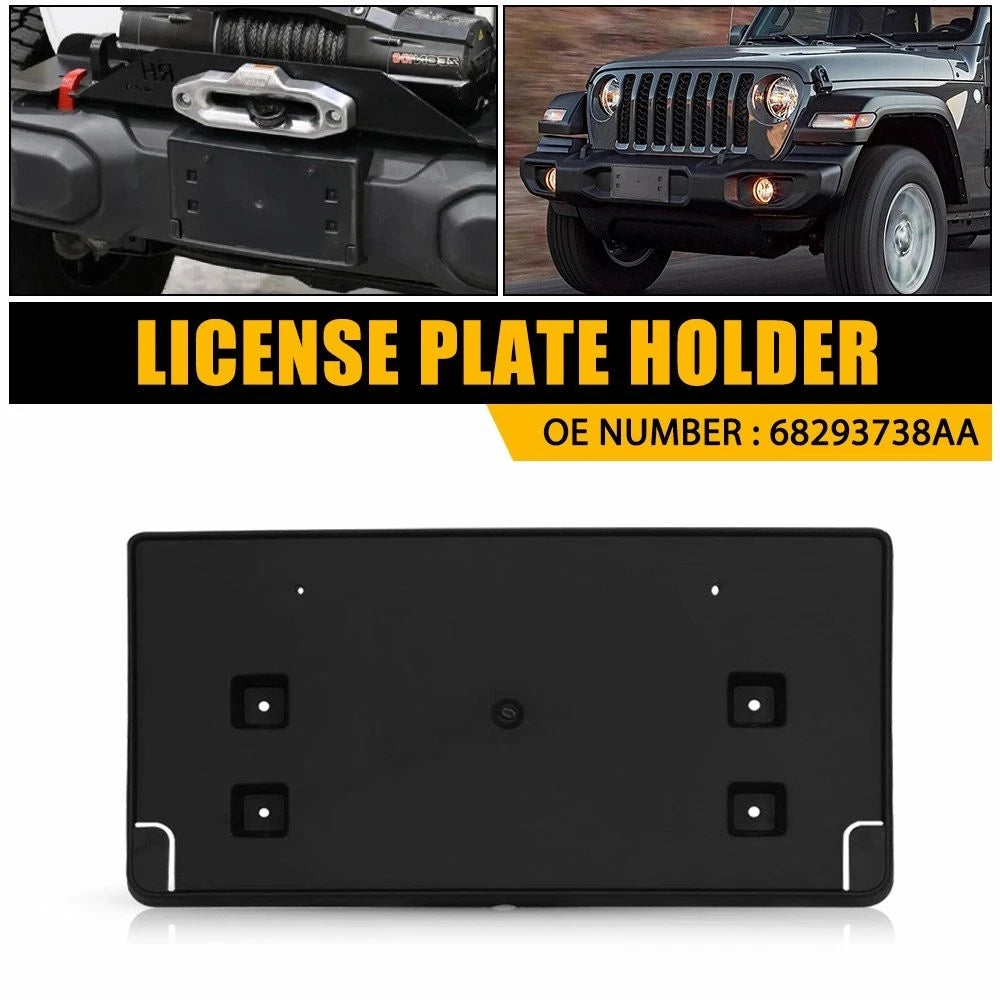 Front Bumper License Plate Mounting Bracket for Jeep Gladiator/Wrangler (2019–2023)