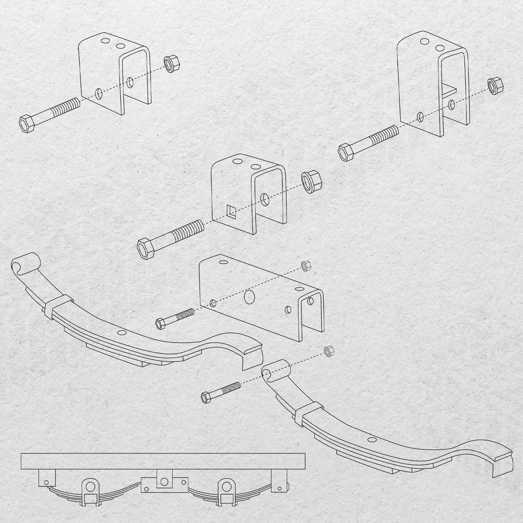 Set of 2 Slipper Spring Tandem Axle Hanger Kit Shackle Bolts w/Nuts