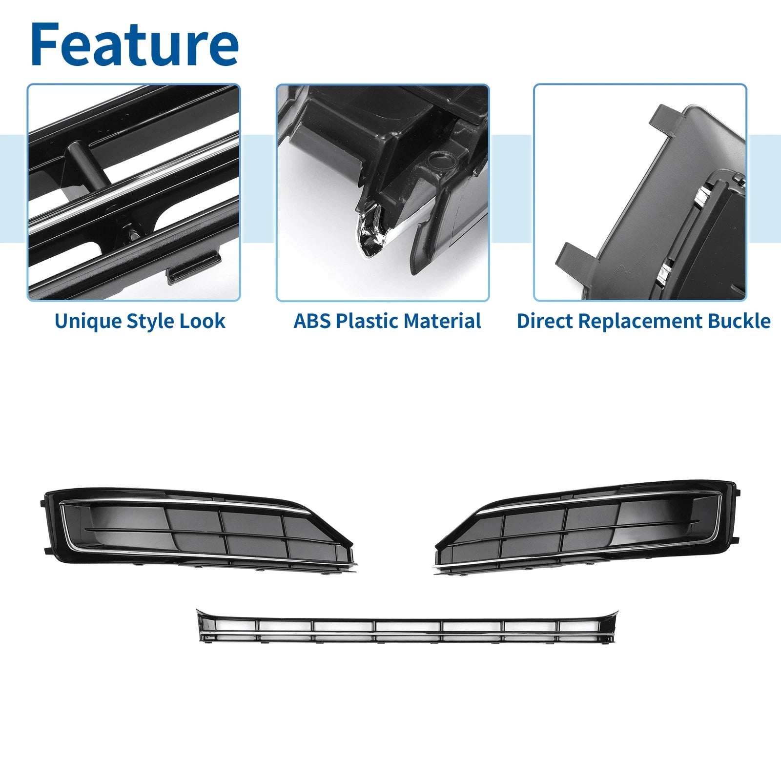 Front Hood Bumper Grille for Audi A8 (2015–2018) 4H0807679 Black