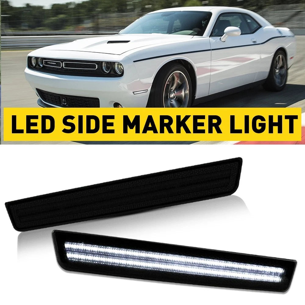 2X Front Bumper Side Marker Light for Dodge Challenger (2015–2022) Smoke White
