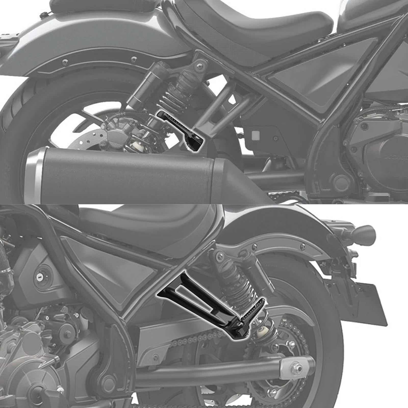 Rear Passenger Footpegs Footrest Bracket for Honda Rebel CMX1100 (2021–2025) Black