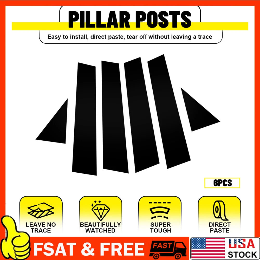 Set of 4 Gloss Black Window Trim Pillar Posts for VW Passat (2011â2018)