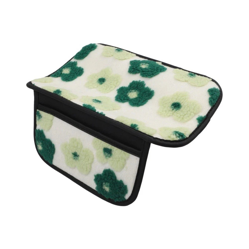 Armrest Cover for Women's Car (Plush Fleece, Floral Style)