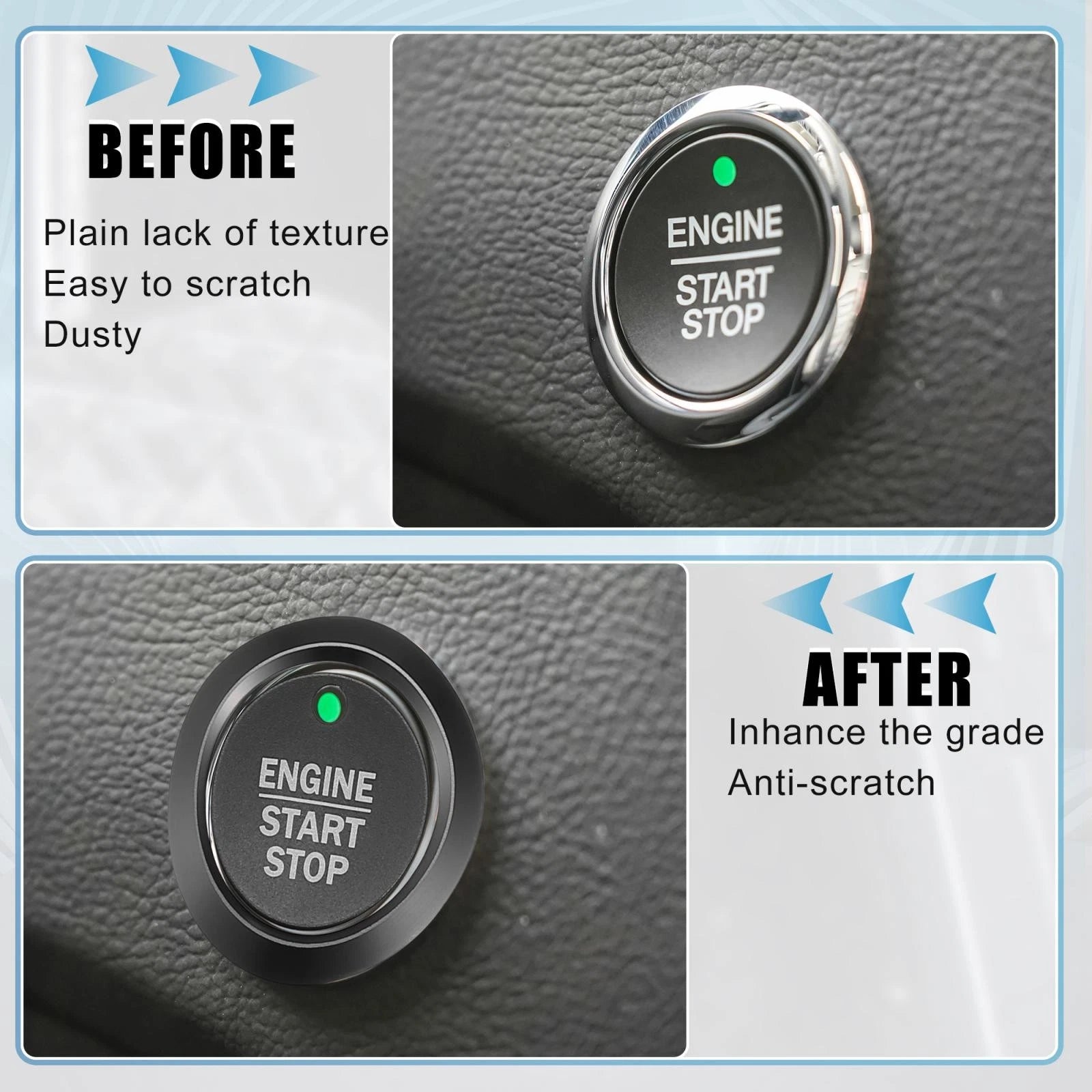 Start Stop Button Cover Sticker Kit for Ford F-150 (2016–2021) Black