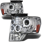 LED Halo Rings for Ford F150 (2009–2014) Chrome Amber Projector Headlight