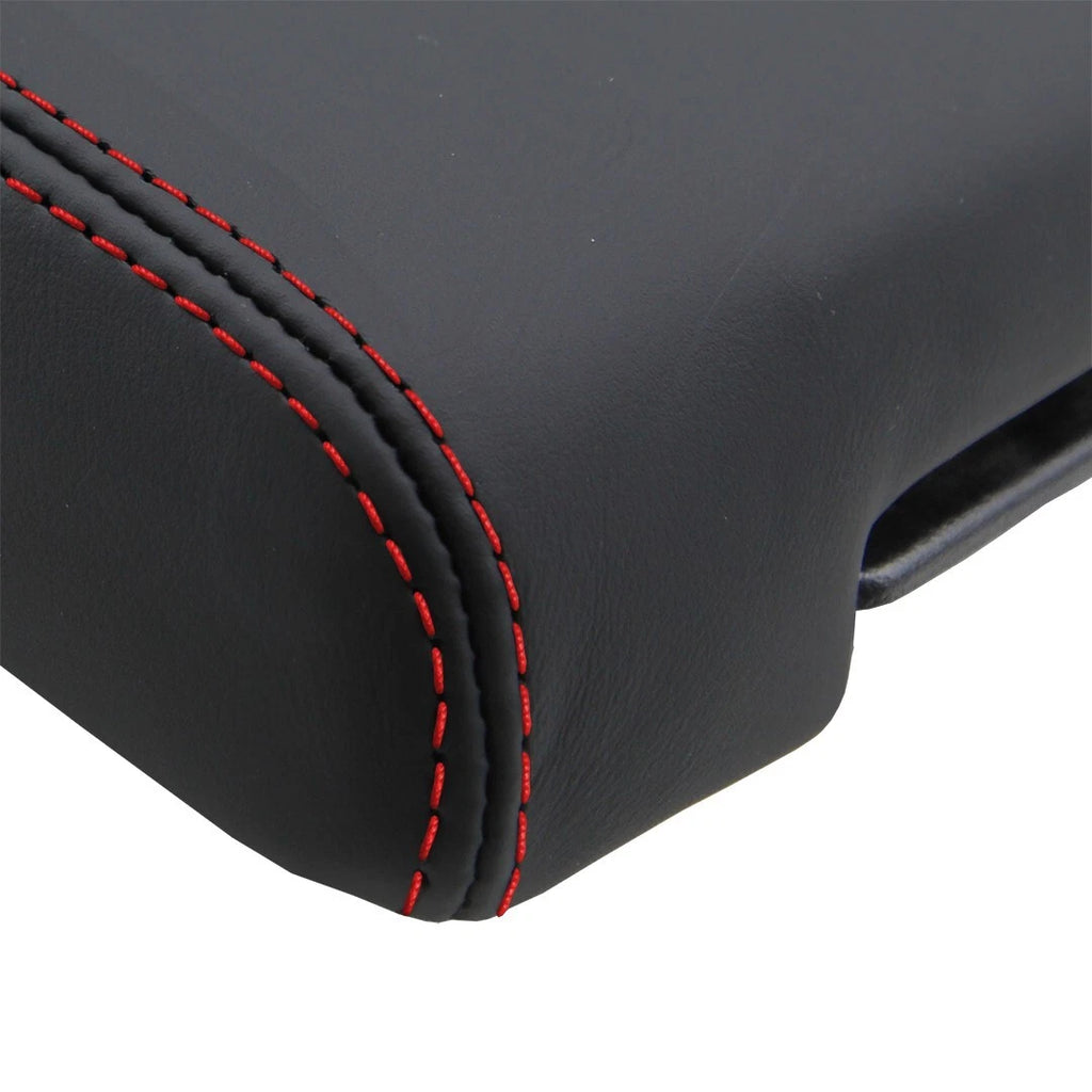 Leather Synthetic Console Armrest Cover for Jeep Liberty (2008–2013) Red Stitch