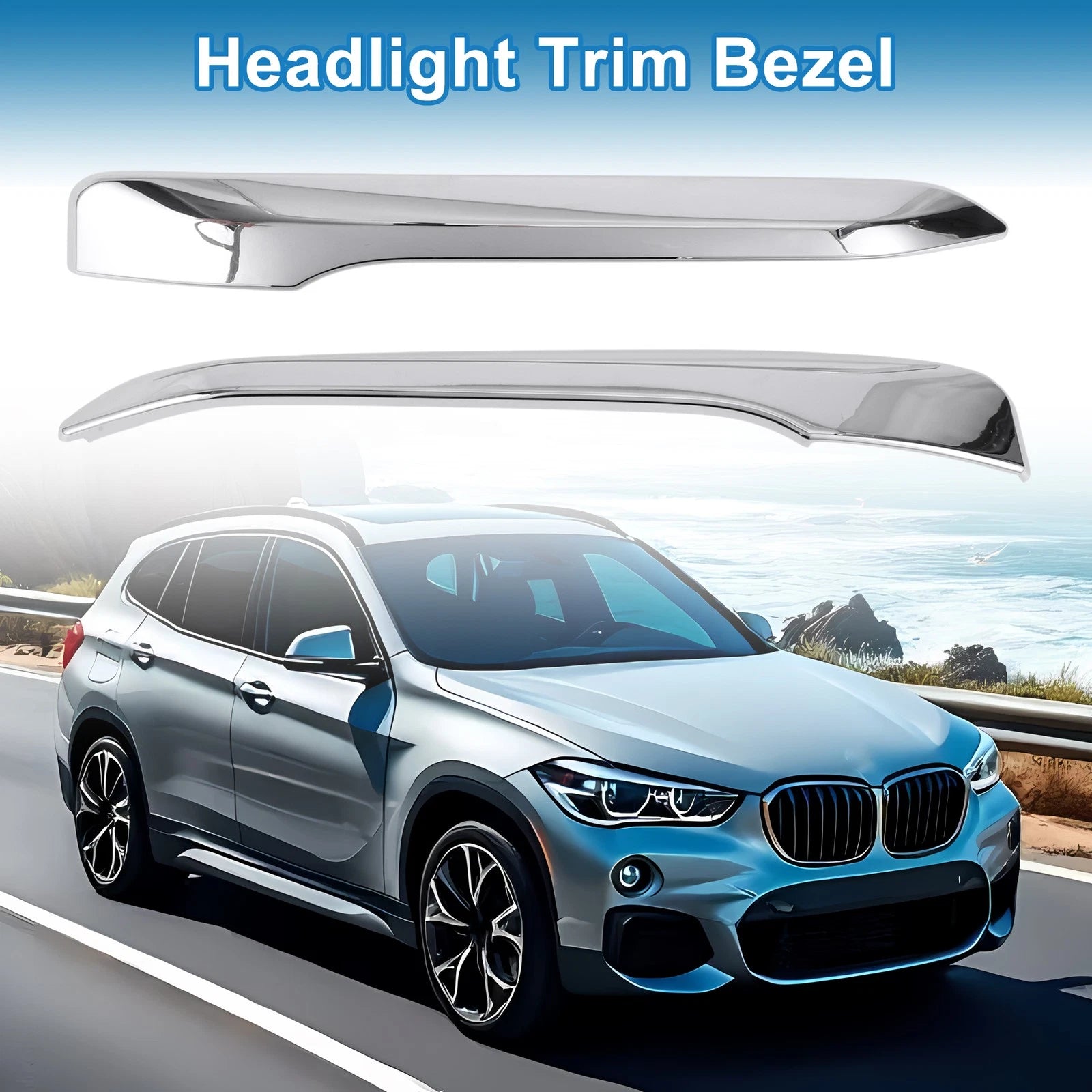 2X Headlight Trim Bezel for BMW X1 F48 (2016–2019)