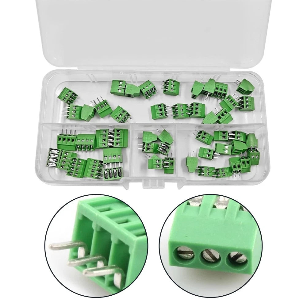 Set of 50 PCB Mount Screw Terminal Block KF128 Connector 2-4 Pin 2.54mm Pitch