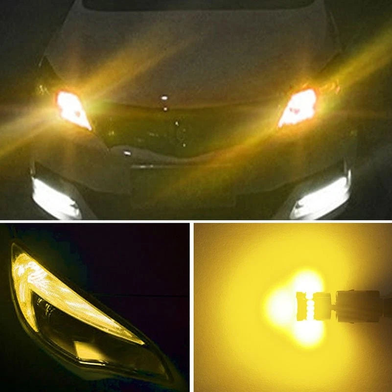 Set of 2 T10 LED Amber Wedge Light Bulbs for Automotive Use