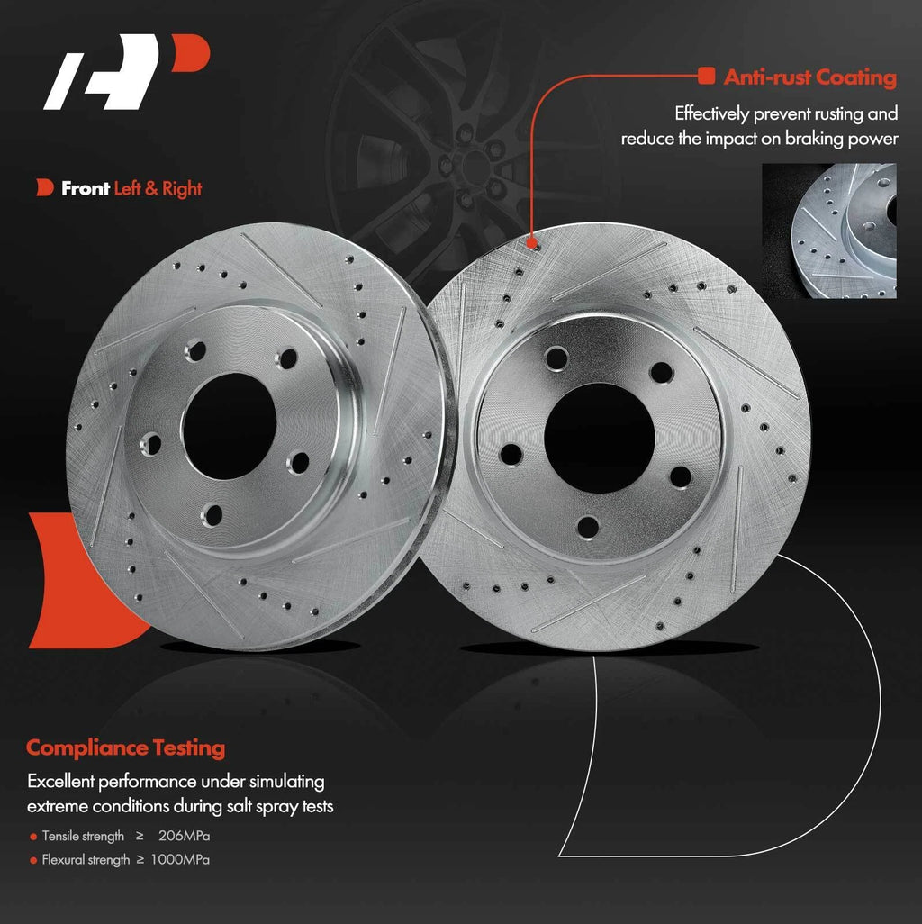 Front Drilled Brake Rotors & Ceramic Pads for Dodge Caliber (2007-2012)