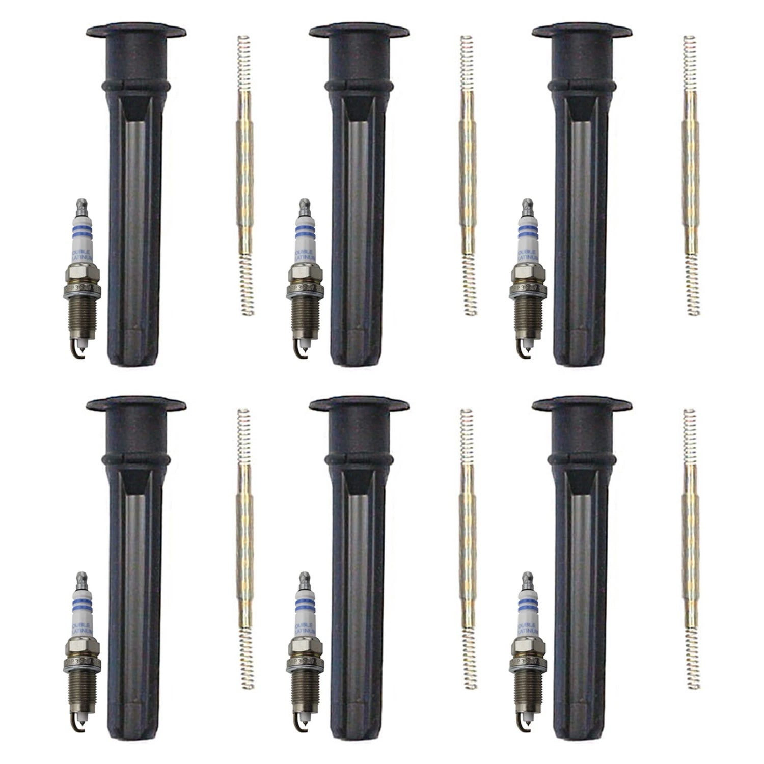 Set of 6 Double Platinum Spark Plugs & Ignition Coil Boot Kit for Pacifica V6