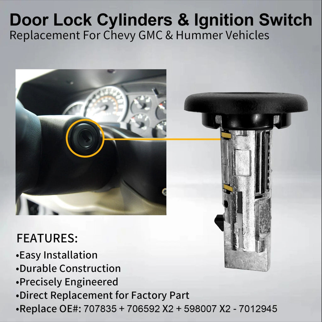 Ignition Switch & Door Lock Cylinders for Chevy Silverado GMC Sierra (2003-2007)