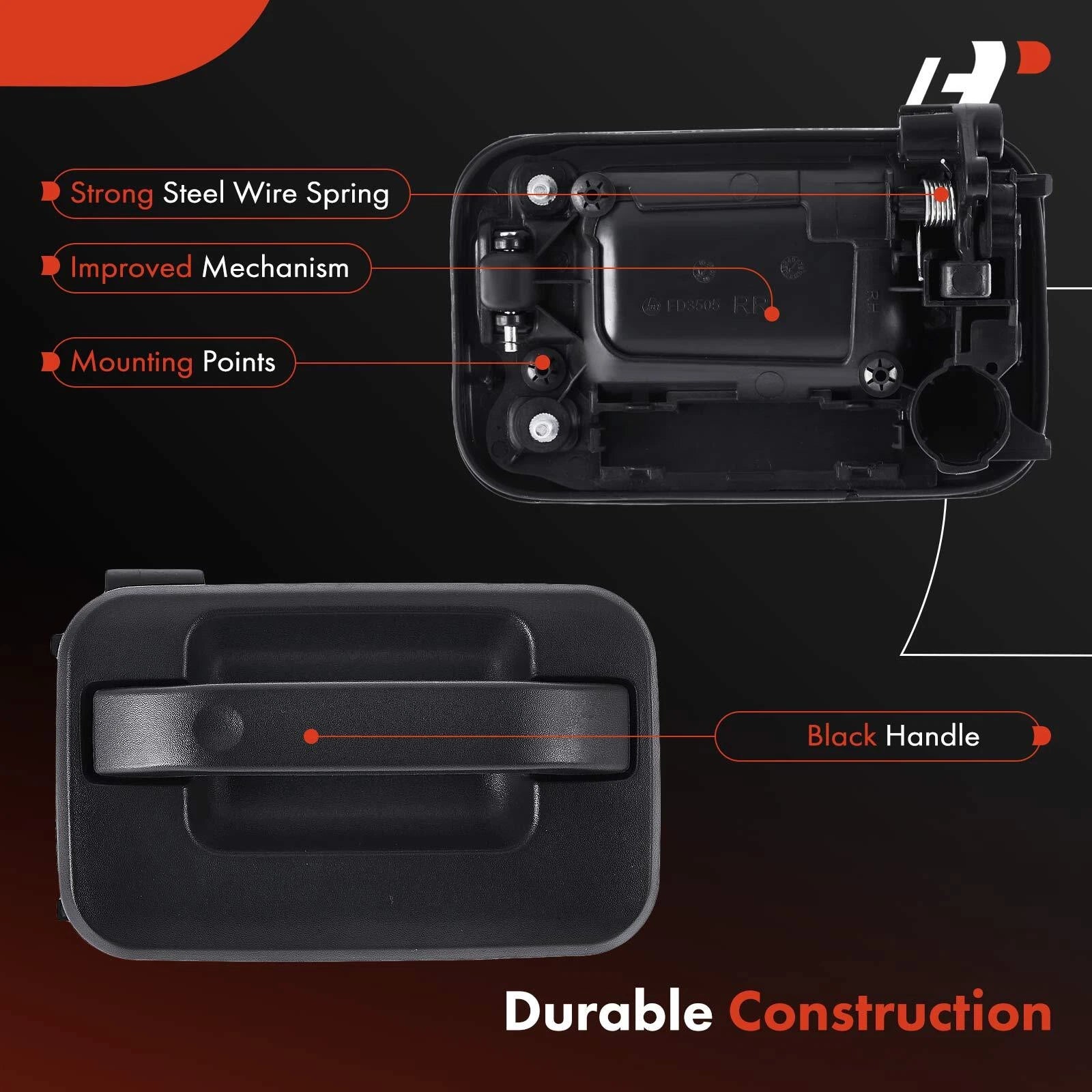 Rear Right Texture Black Exterior Door Handle for Ford F-150 (2009–2014)