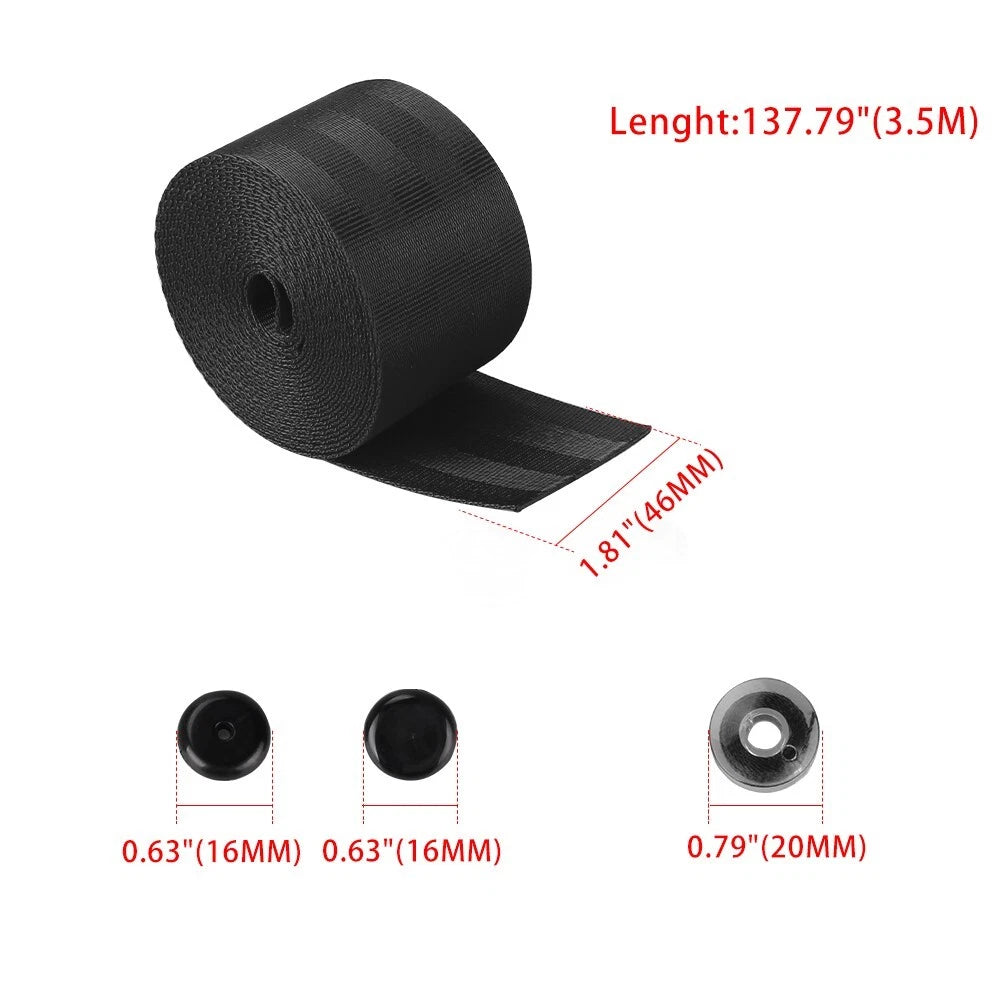 Set of 2 Retractable 3-Point Nylon Racing Seat Belts for Auto