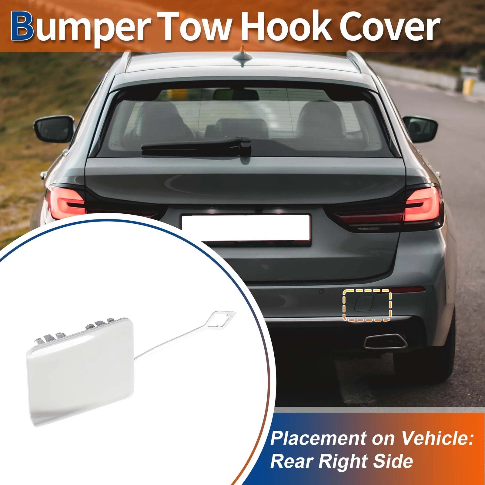 Rear Car Bumper Tow Hook Cover for BMW 5-Series F10 (2011–2017) No. 51127332776 Pure White