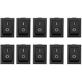 10X Black Rocker Panel Mount Switch 2 Pin ON/OFF SPST 125VAC 6A 250VAC 3A