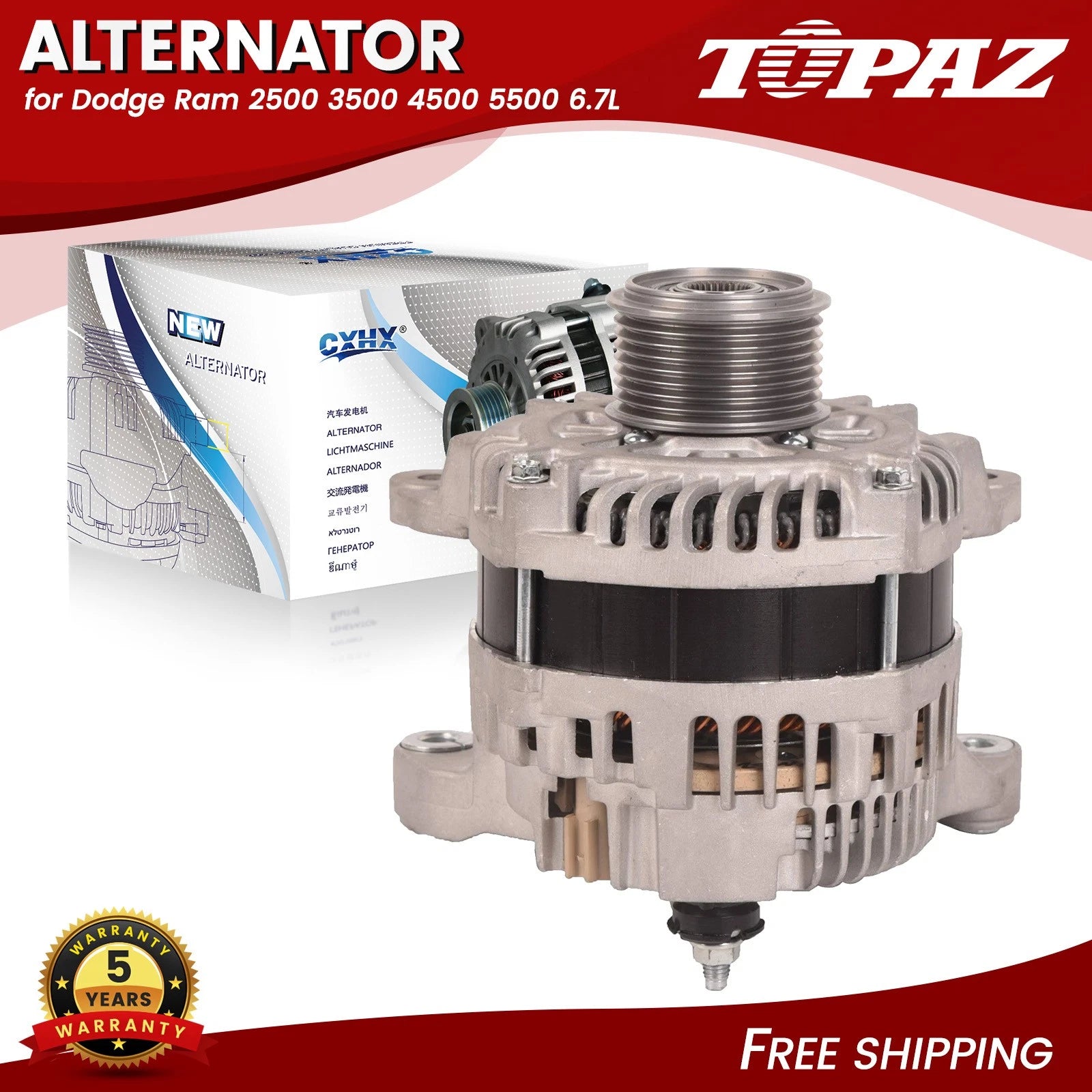 180A 12V Alternator for Dodge Ram 2500 3500 4500 5500 (2003–2023)