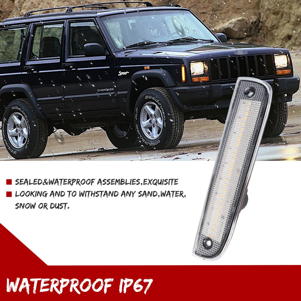 Clear Amber LED Front Side Marker Lights for Jeep Cherokee (1997–2001)