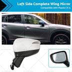 LH Door Wing Mirror for Mazda CX-5 (2015–2016) No BlindSpot 8 Wires White