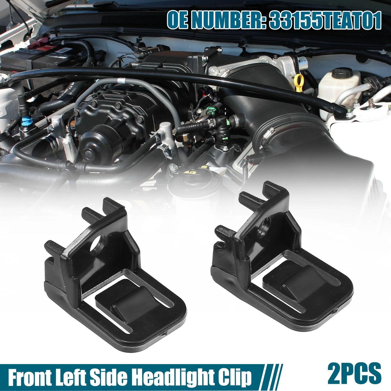 2 Pcs Front Left Side Headlight Clip No. 33155TEAT01 for Honda Civic (2016–2020)