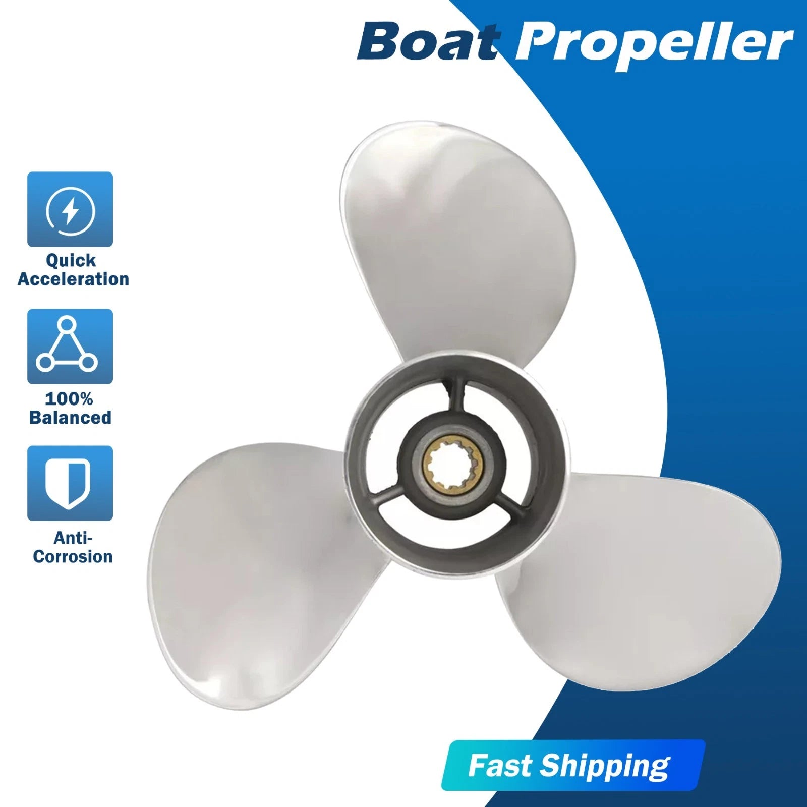 Stainless Steel Propeller for Yamaha 20-30HP (10 Tooth, RH) 9 7/8 x 12