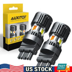 2X 3157 Error-Free Switchback White-Amber 10-LED Bulbs for DRL-Turn Signal