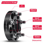 Set of 4 Wheel Spacers for 5x114.3 Bolt Pattern (Hub Centric, 1 Inch)